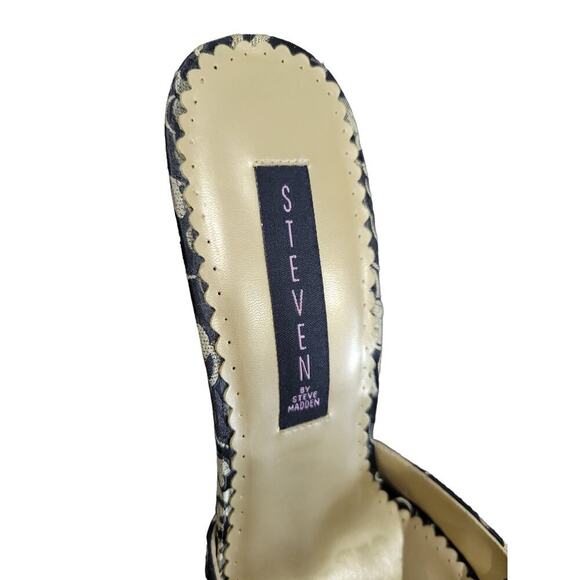 Steve Madden‎ Brocade Floral Fabric Covered Open Toe Slip On Heels Size 9.5 - Picture 7 of 9